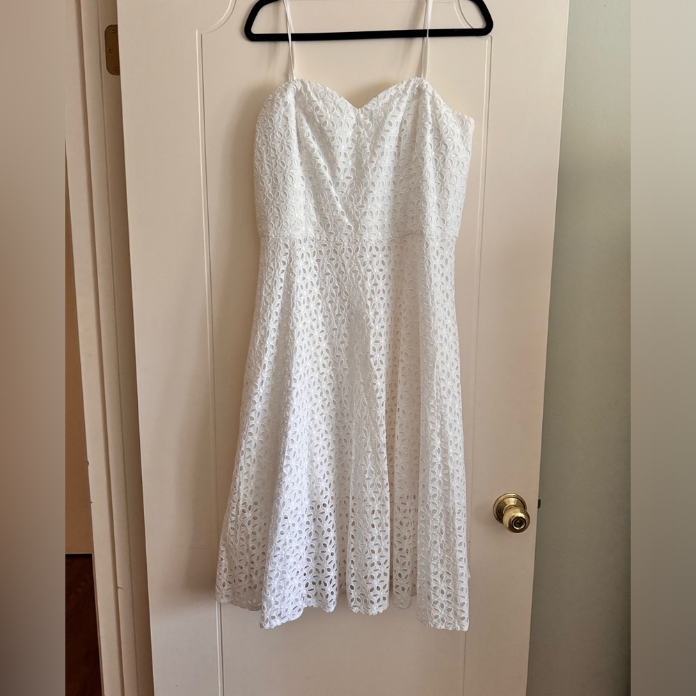 Ann Taylor 100% cotton white eyelets dress